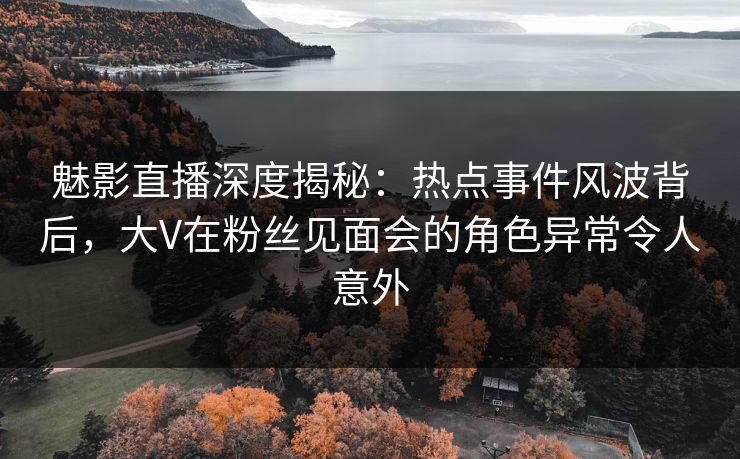魅影直播深度揭秘：热点事件风波背后，大V在粉丝见面会的角色异常令人意外