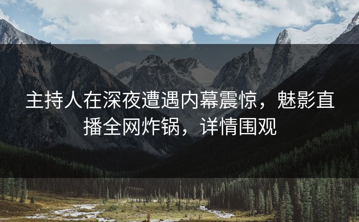 主持人在深夜遭遇内幕震惊，魅影直播全网炸锅，详情围观
