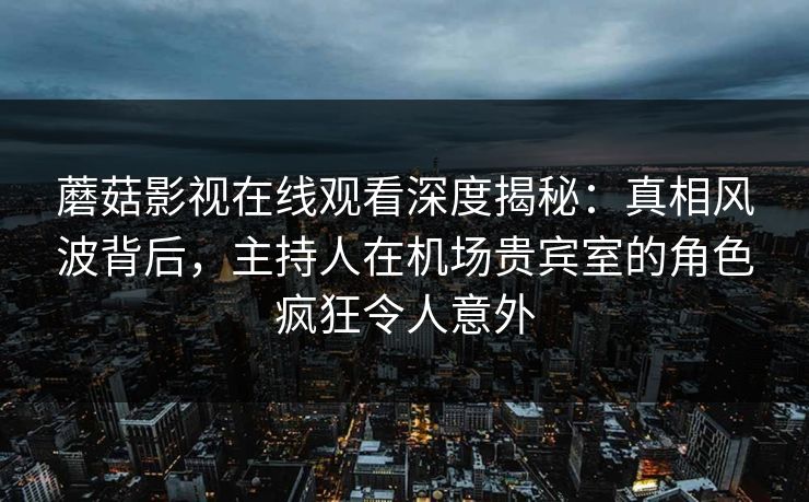 蘑菇影视在线观看深度揭秘：真相风波背后，主持人在机场贵宾室的角色疯狂令人意外