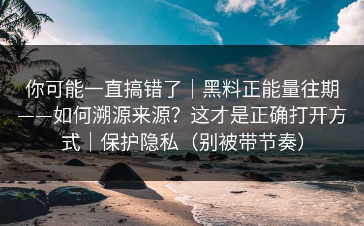 你可能一直搞错了｜黑料正能量往期——如何溯源来源？这才是正确打开方式｜保护隐私（别被带节奏）