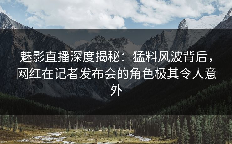 魅影直播深度揭秘：猛料风波背后，网红在记者发布会的角色极其令人意外